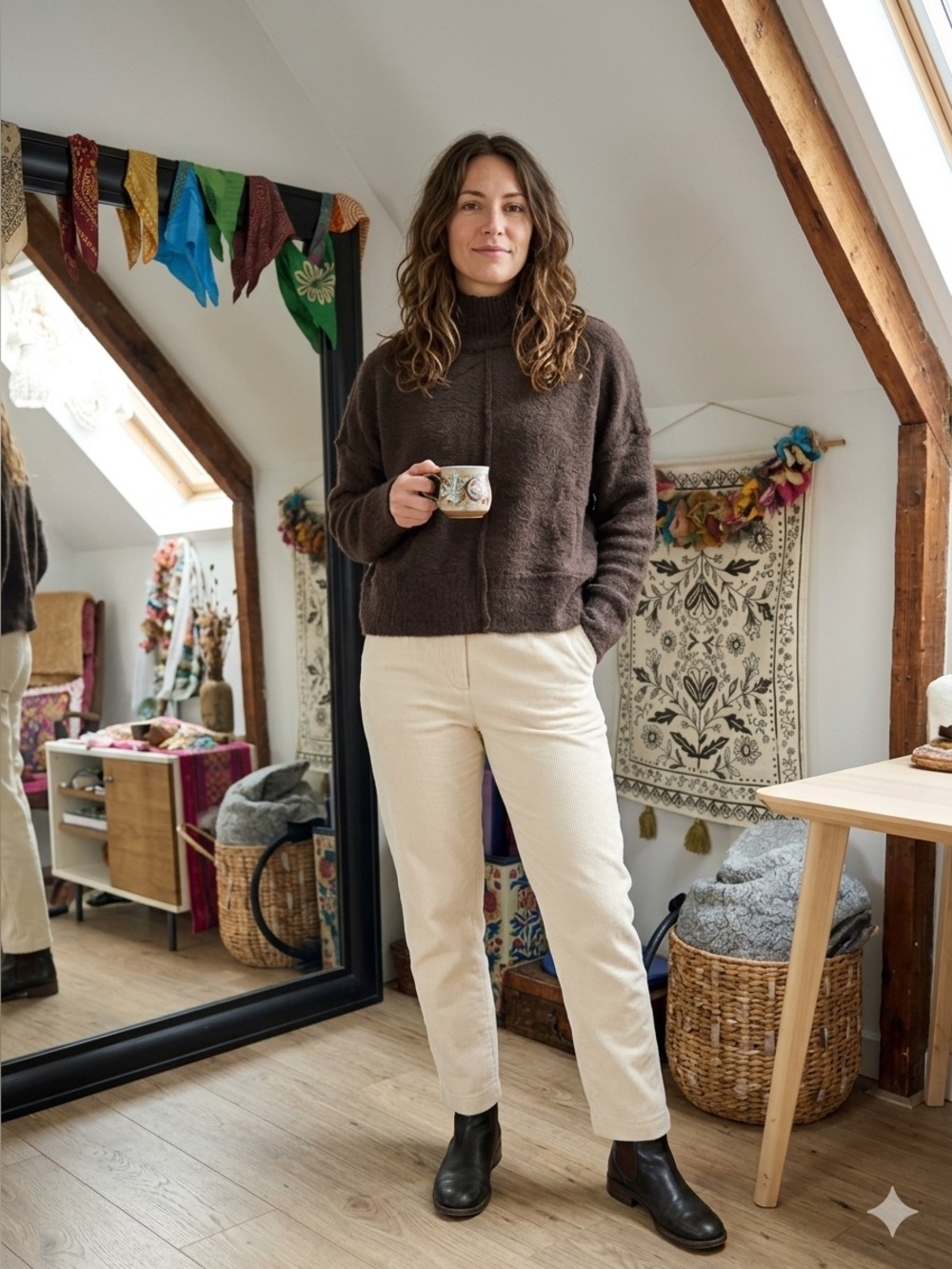 NATURAL LIFE Chocolate Brown Turtleneck Sweater
